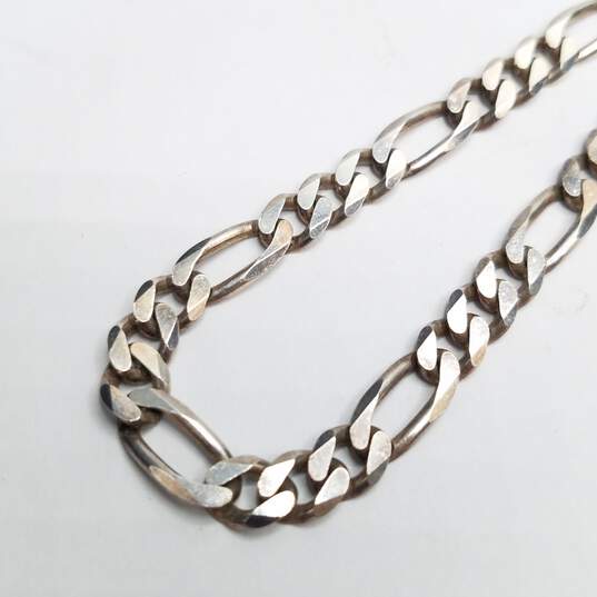 Sterling Silver Figaro Chain 22.5in Necklace 31.2g image number 2