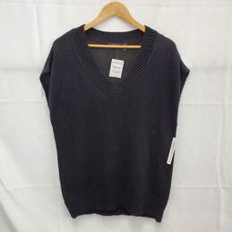 NWT RDI WM's V Neck Black Cotton Blend Knit Sleeveless Sweater Size S/P