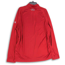 Mens Red Collared Long Sleeve Quarter Zip Activewear T-Shirt Size 2XL alternative image