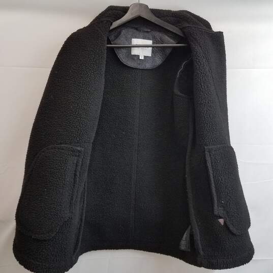 Guess black faux shearling midi moto jacket M image number 3