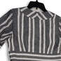 NWT Womens Gray White Striped Short Sleeve V-Neck Short A-Line Dress Size 8 image number 4
