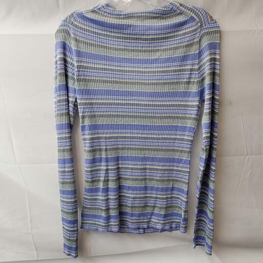Theory Long Sleeve Regatta Striped Multicolor Silk Top Size M image number 2