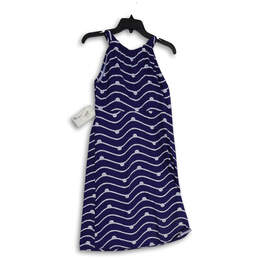 NWT Womens Blue Striped Split Neck Sleeveless Pullover Maxi Dress Size S alternative image