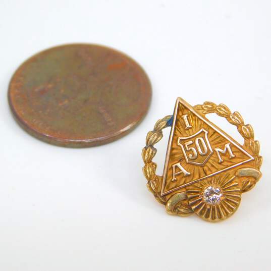 Vintage 10K Gold 0.05 CT Diamond Iota Alpha Mu Pin 2.1g image number 2