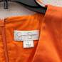 NWT Womens Orange Cap Sleeve V-Neck Back Zip Pleated Fit & Flare Dress Size 2 image number 3