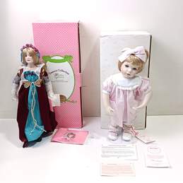 BUNDLE OF 2 PORCELAIN DOLLS IOB- Treasury Collection Paradise Galleries Doll And The Hamilton Collection Kaitlyn Doll