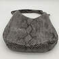 Womens Gray Python Snakeskin Print Leather Inner Divider Snap Hobo Bag image number 1