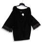NWT Womens Black Lace Long Sleeve Open Front Cardigan Sweater Size 1X image number 1