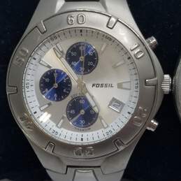 Fossil His Titanium Chronograph and Hers Retro Blue Stainless Steel Quartz Watch Collection alternative image