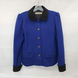 Vintage Saint Laurent Rive Gauche Women's Blue Jacket Size 36