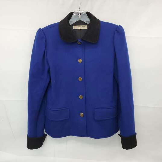 Vintage Saint Laurent Rive Gauche Women's Blue Jacket Size 36 image number 1
