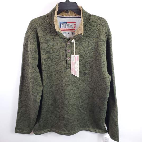 American Threads Men Green Fleece Sweatshirt XL NWT image number 1