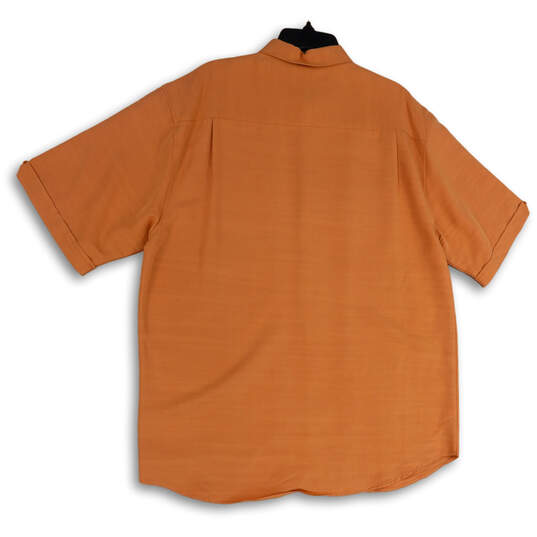 Mens Orange Short Sleeve Regular Fit Collared Button-Up Shirt Size X-Large image number 2