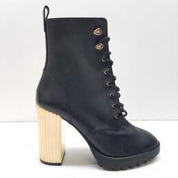 Michael Kors Leather Porter Lace Up Boots Black 8.5