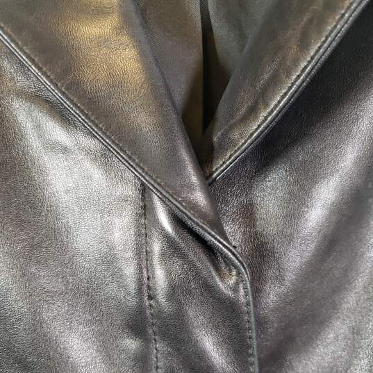omens Regular Fit Long Sleeve Collared Leather Jacket Size Medium image number 3