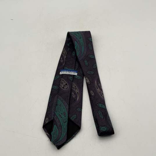 Womens Purple Teal Green Paisley Adjustable Pointed Neck Tie image number 2