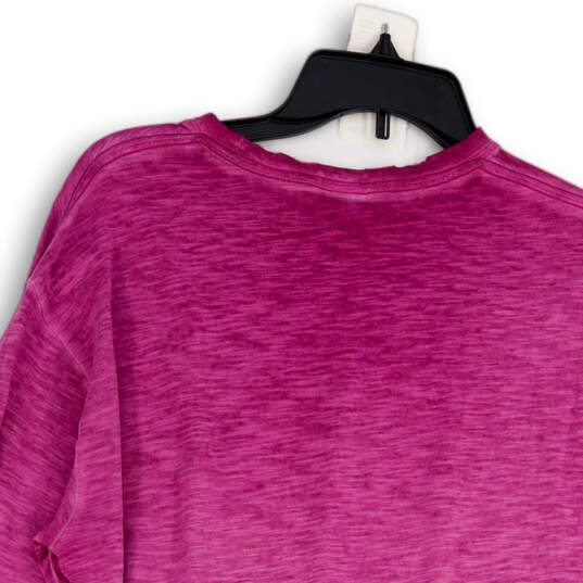 Womens Pink Crew Neck Long Sleeve Side Slit Pullover T-Shirt Size Medium image number 4