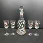 5PC Cordial Floral Pattern Clear Decanter & Glass Set image number 1