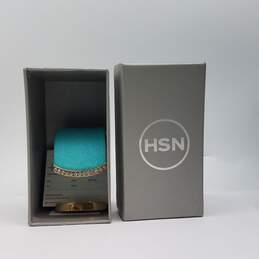 Heidi Deus Gold Tone Faux Leather Crystal 6 Inch Cuff Bracelet 52.0g w/Box alternative image