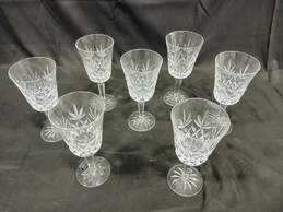 Set of 7 Clear Lead Crystal Goblet Glasses