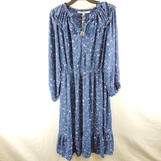 Max Studio Women Blue Floral Long Sleeve Dress M NWT image number 1