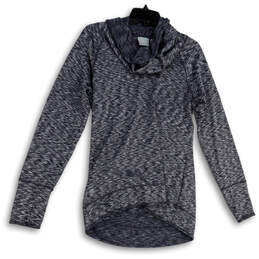 Womens Gray Space Dye Cowl Neck Long Sleeve Pullover Sweatshirt Size Medium