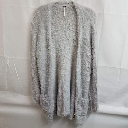 Free People Nylon Grey Faux Fur Long Cardigan Size XS image number 1