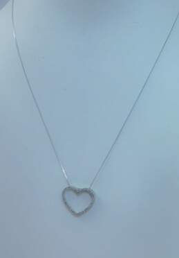 14k White Gold Diamond Accent Open Heart Pendant Necklace 2.6g alternative image