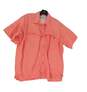 Mens Orange Short Sleeve Collared Casual Button Up Shirt Size XL image number 1