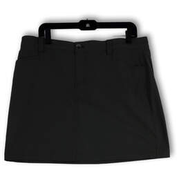 Womens Black Mid Rise Pockets Stretch Regular Fit Short Mini Skirt Size 14 alternative image