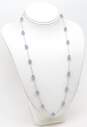 14K White Gold Faceted Tanzanite Bead Station Necklace 4.7g image number 3