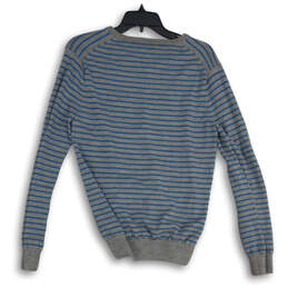 Mens Gray Blue Striped Merino Wool V-Neck Long Sleeve Pullover Sweater Sz M alternative image