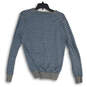 Mens Gray Blue Striped Merino Wool V-Neck Long Sleeve Pullover Sweater Sz M image number 2