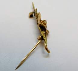 Antique 14K Two Tone Gold 2.3mm Old Mine Cut Diamond Flower Brooch 7.1g alternative image