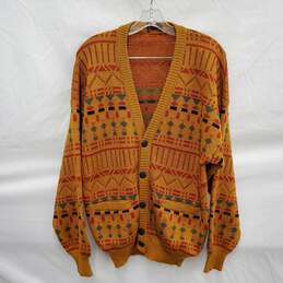 VTG Preppi WM's Pasta Knit Wool Blend Tan Cardigan Button Sweater Size M