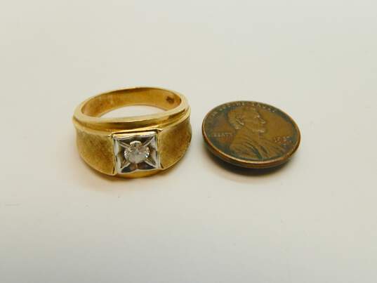14K Yellow Gold 0.28 CT Diamond Men's Ring 7.4g image number 4