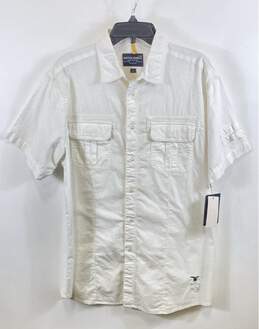 NWT Nautica Jeans Co. Mens White Short Sleeve Button-Up Collared Shirt Size L