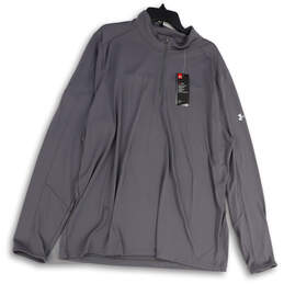 NWT Mens Gray 1/4 Zip Mock Neck Long Sleeve Pullover T-Shirt Size 3XL