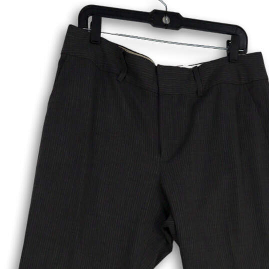 Womens Gray Striped Slash Pockets Flat Front Straight Leg Dress Pants Sz 12 image number 3