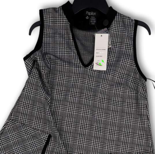 NWT Womens Black White Houndstooth Sleeveless Pockets A-Line Dress Size M image number 3