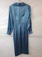 Zara Blue Satin Button Down Long Collared Shirt Dress Size S image number 2