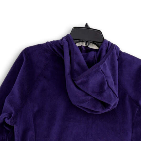 NWT Womens Purple Long Sleeve Pockets Hooded Full Zip Fleece Jacket Size XL image number 4