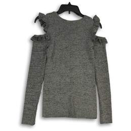 IZ Byer Womens Gray Round Neck Cold Shoulder Sleeve Pullover Sweater Size M alternative image