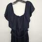 Navy Blue Butterfly Sleeve Scoop Neck Sashed Dress image number 2