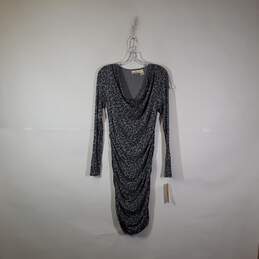 NWT Womens Leopard Print Cowl Neck Long Sleeve Bodycon Dress Size M