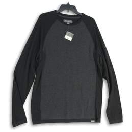 NWT Mens Black Knit Long Raglan Sleeve Crew Neck Pullover T-Shirt Size Large