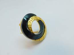 VNTG Givenchy Double Circle Gold & Black Greek Key Brooch 17.7g