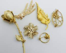Romantic Icy & Gold Tone Flower Leaf Botanical Inspired Statement Brooches alternative image