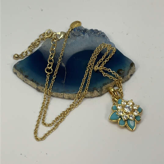 Designer Joan Rivers Gold-Tone Crystal Cut Stone Flower Pendant Necklace image number 1