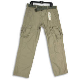 NWT Mens Gray Flat Front Flap Pocket Cargo Pants Size 36x32